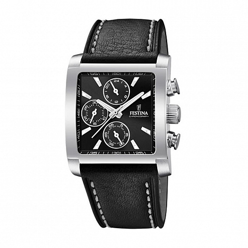 Festina Men's Blue Timeless Chronograph Leather Watch Bracelet - Black